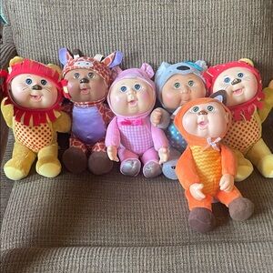 VINTAGE Cabbage Patch Kids Pets. Adorable Animal-Themed Plush Dolls. Lot Of 6.